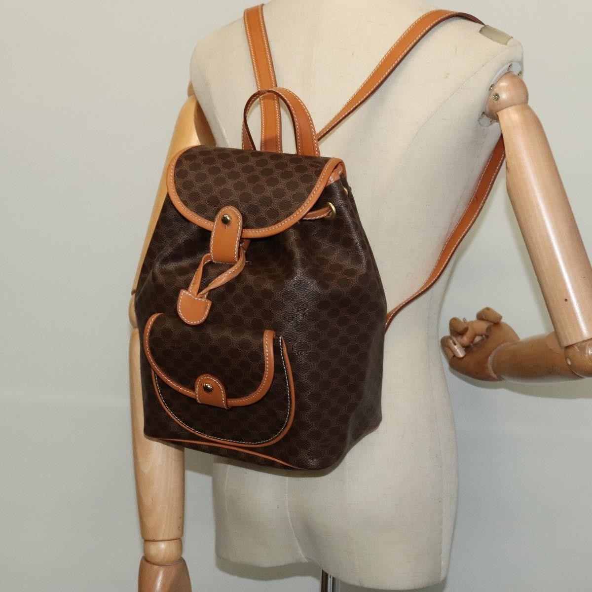 Celine Vintage Macadam Canvas And Leather Brown Pvc Backpack Bag (Pre-Owned)