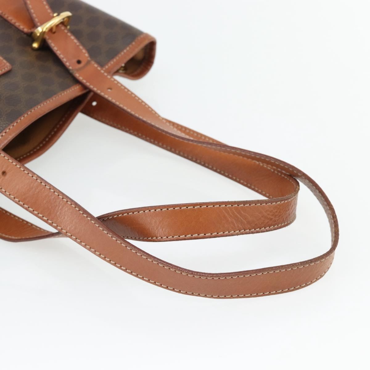 Celine Vintage Macadam Canvas And Leather Brown Canvas Tote Bag Bag (Pre-Owned)