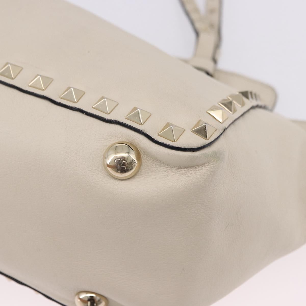 Valentino Garavani Rockstud Tote Soft Leather White Leather Tote Bag Bag (Pre-Owned)
