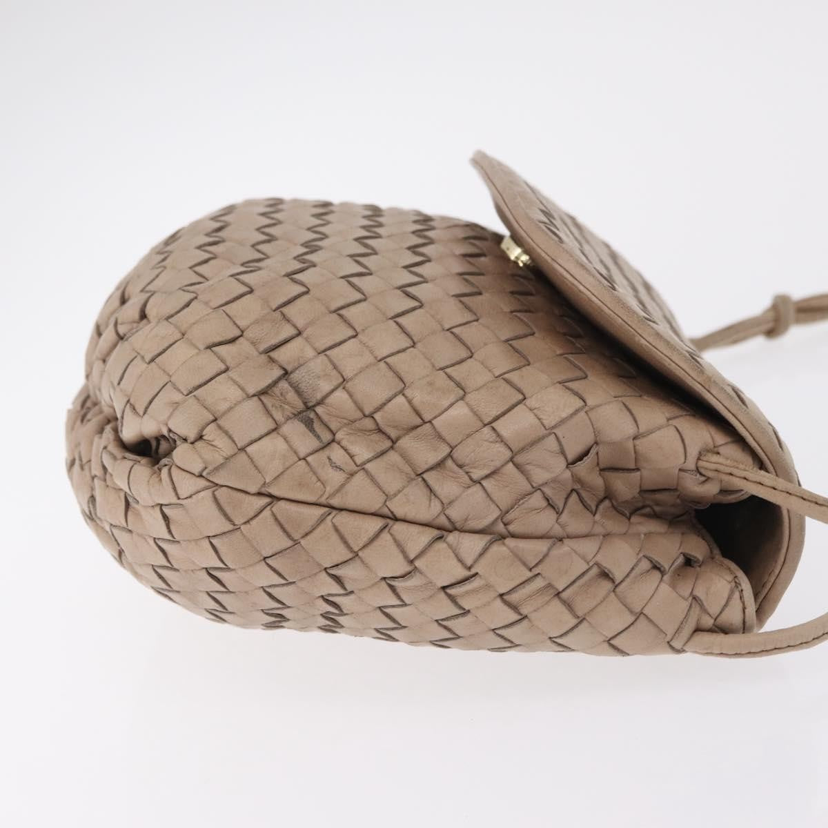 Bottega Veneta Intrecciato Shoulder Leather Beige Leather Shoulder Bag Bag (Pre-Owned)