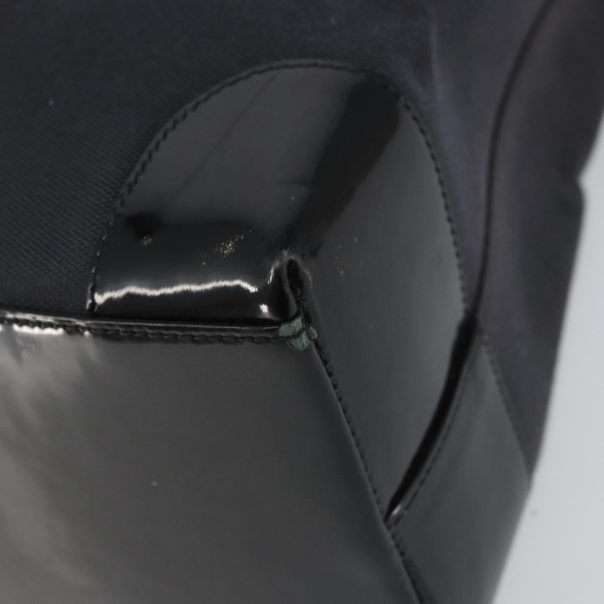 Gucci Vintage Tote Canvas Black Canvas Tote Bag Bag (Pre-Owned)