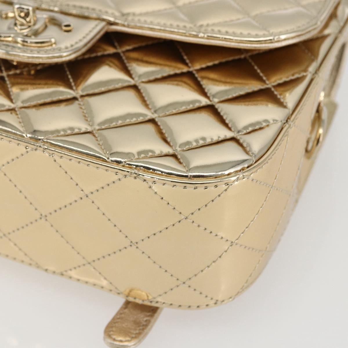 Chanel Hollywood Boulevard Backpack With Star Coin Purse Quilted Metallic Leather Gold Patent_Leather Backpack Bag (Pre-Owned)