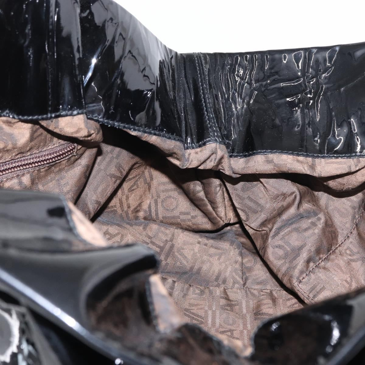 Salvatore Ferragamo Gancini Tote Patent Leather Black Patent_Leather Tote Bag Bag (Pre-Owned)