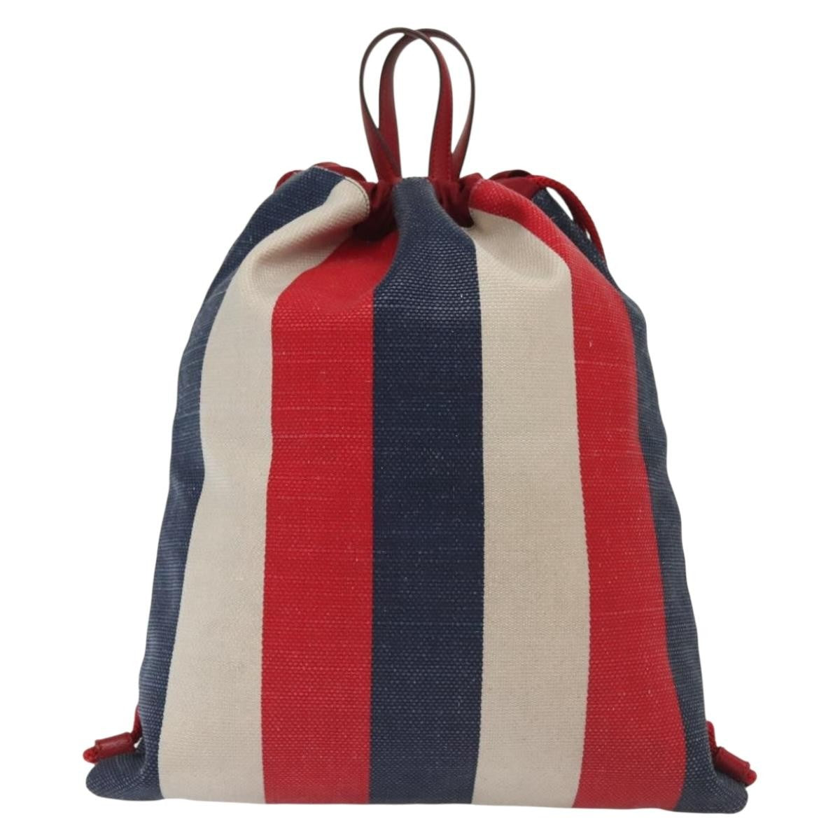 Gucci Logo Drawstring Striped Canvas Multicolour Canvas Backpack Bag (Pre-Owned)