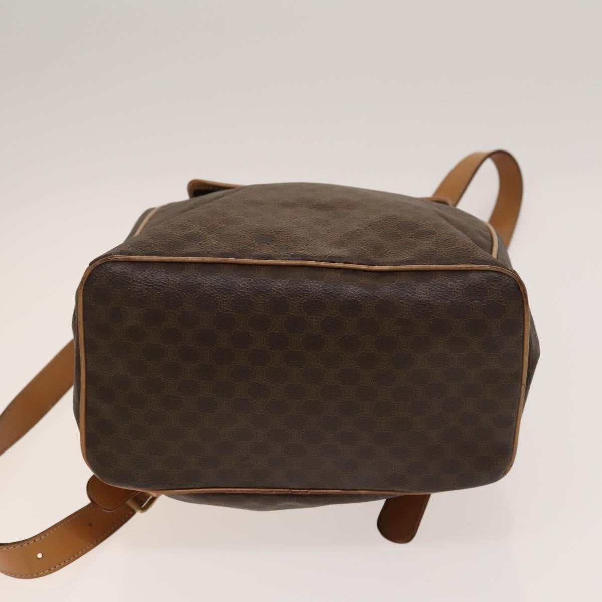 Celine Vintage Drawstring Flap Macadam Coated Canvas Brown Canvas Backpack Bag (Pre-Owned)