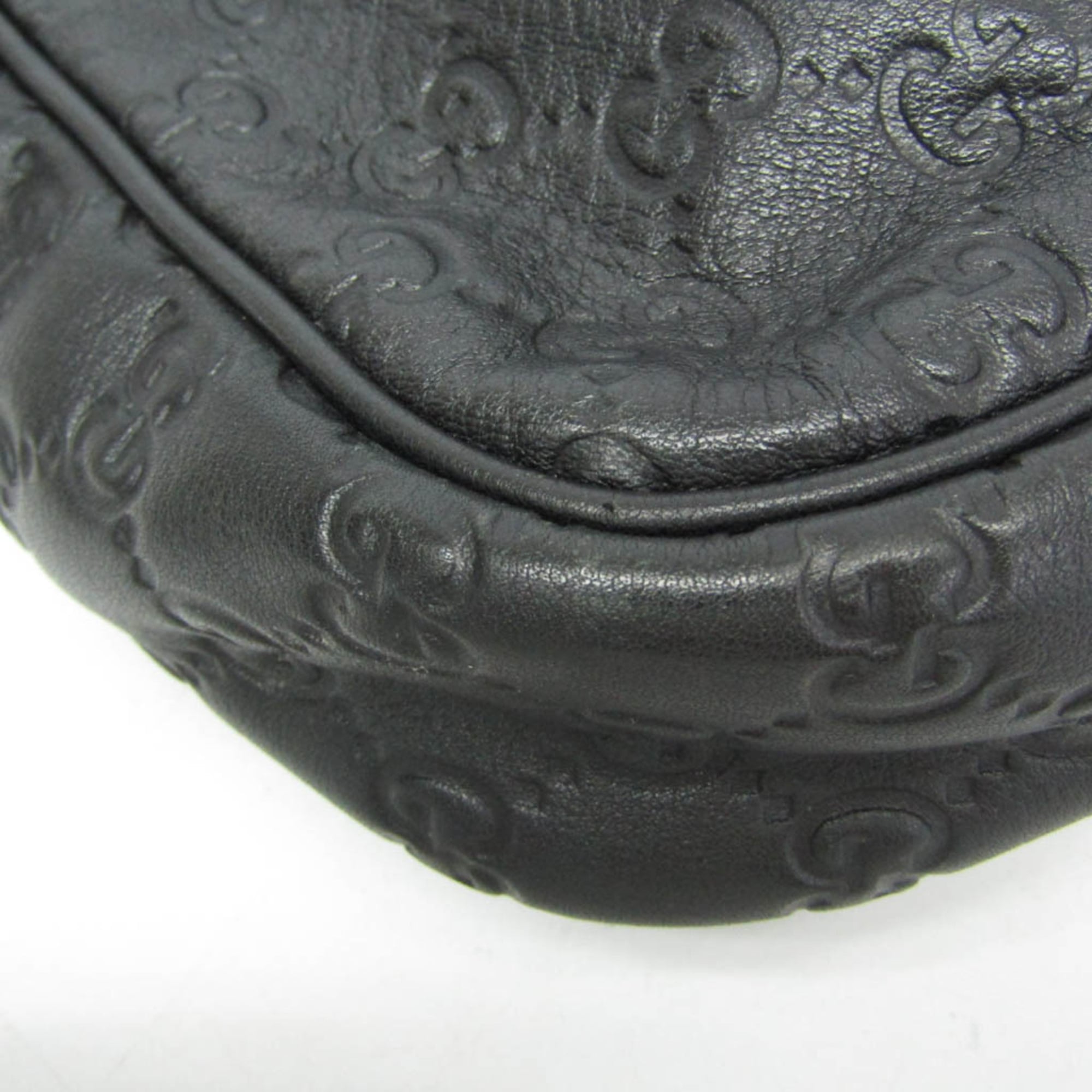 Gucci Convertible Briefcase Guccissima Leather Black Leather Briefcase Bag (Pre-Owned)