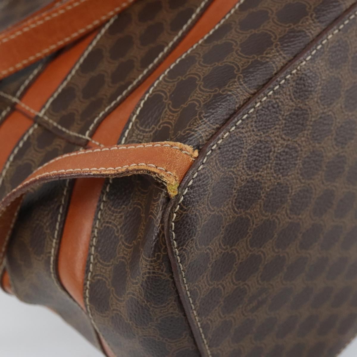 Celine Vintage Macadam Canvas And Leather Brown Canvas Backpack Bag (Pre-Owned)