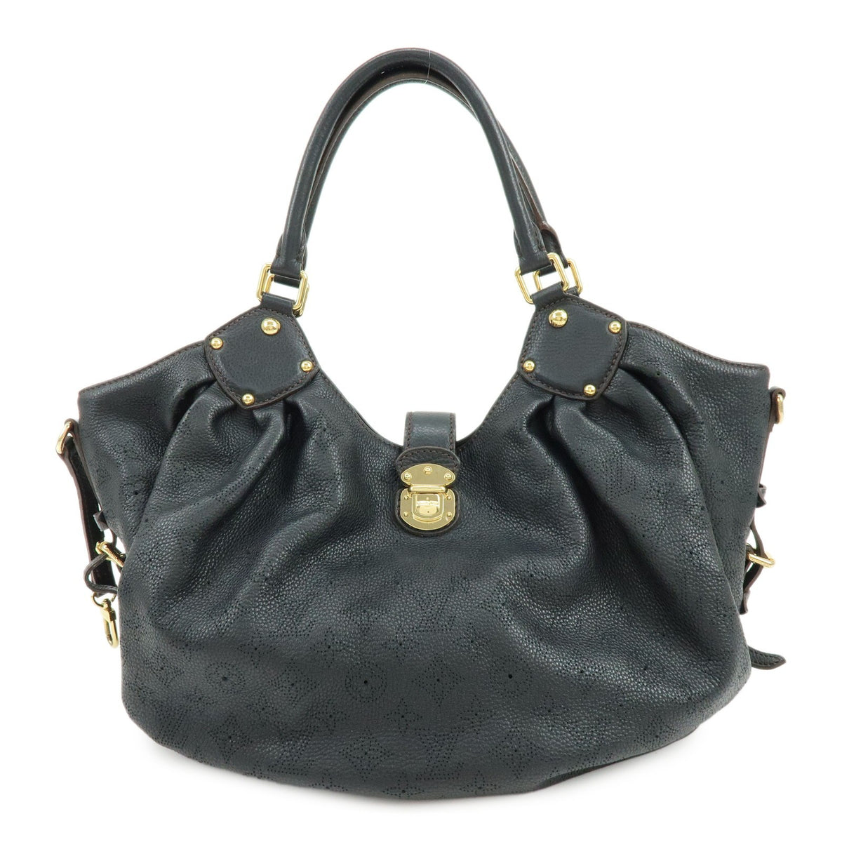 Louis Vuitton L Hobo Mahina Leather Black Leather Shoulder Bag Bag (Pre-Owned)
