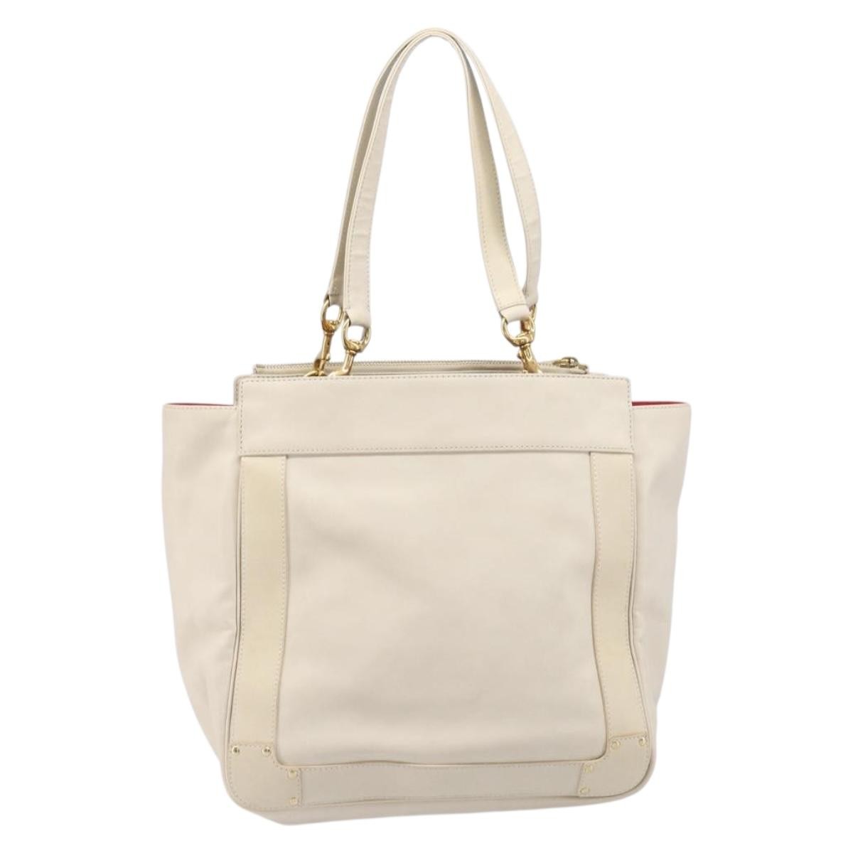 Chloe Eden Leather White Leather Tote Bag Bag (Pre-Owned)
