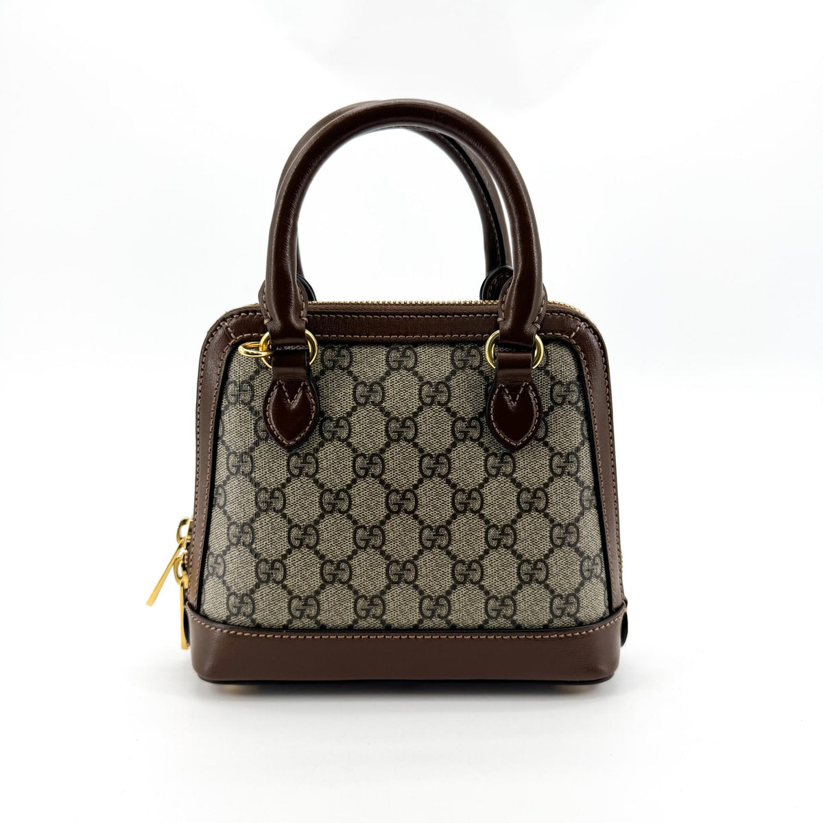 Gucci Horsebit 1955 Top Handle Gg Coated Canvas With Leather Brown Canvas Handbag (Pre-Owned)
