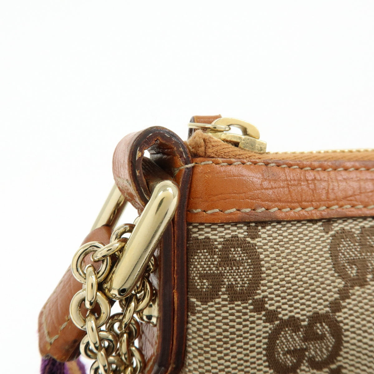 Gucci Zip Wristlet Gg Canvas Beige Canvas Clutche & Pouche Bag (Pre-Owned)