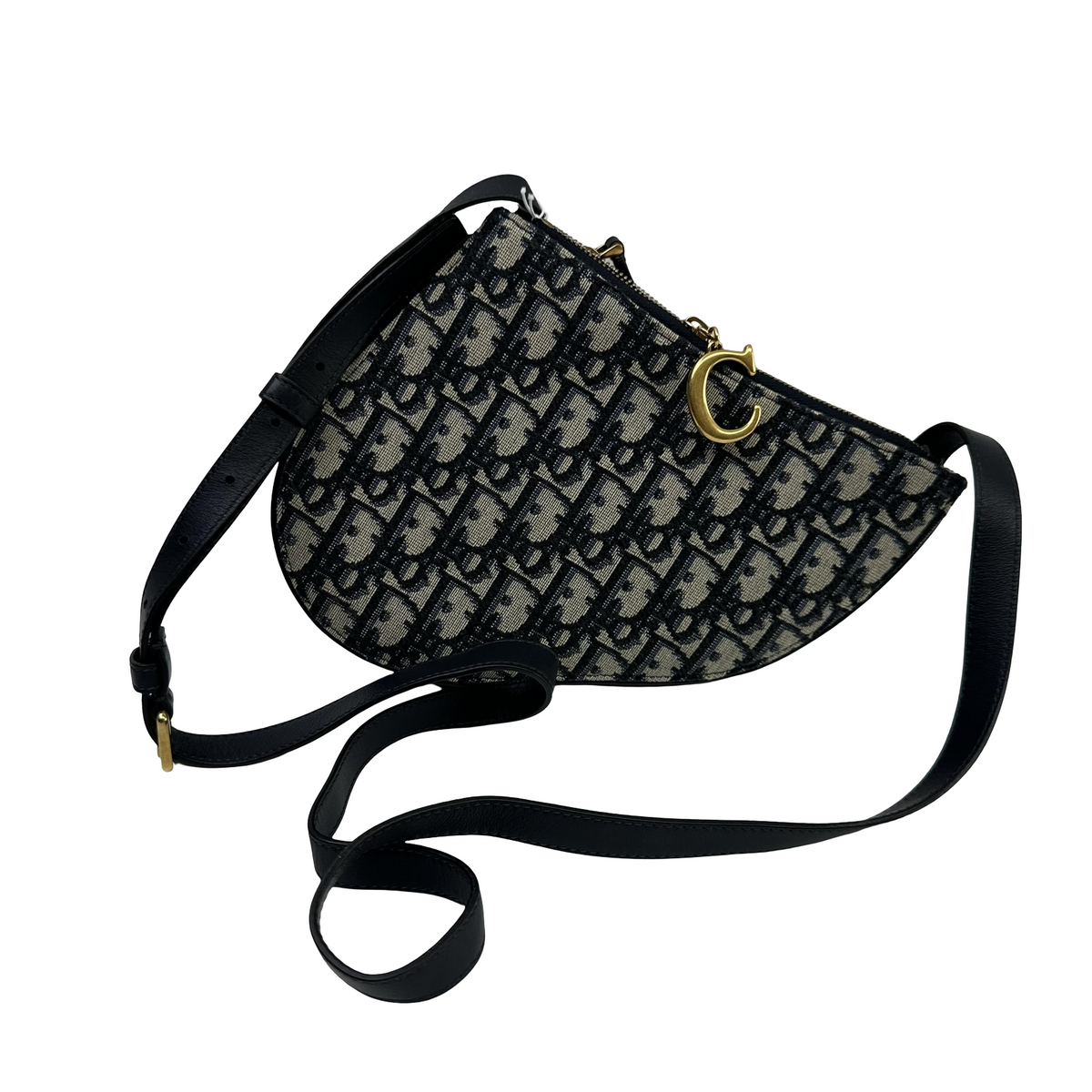 Christian Dior Saddle Oblique Canvas Blue Canvas Shoulder Bag Bag (Pre-Owned)