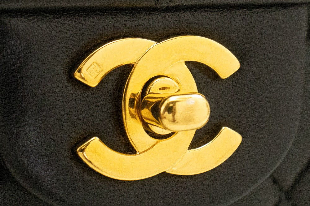 Chanel Classic Bowler Quilted Caviar Black Leather Handbag (Pre-Owned)