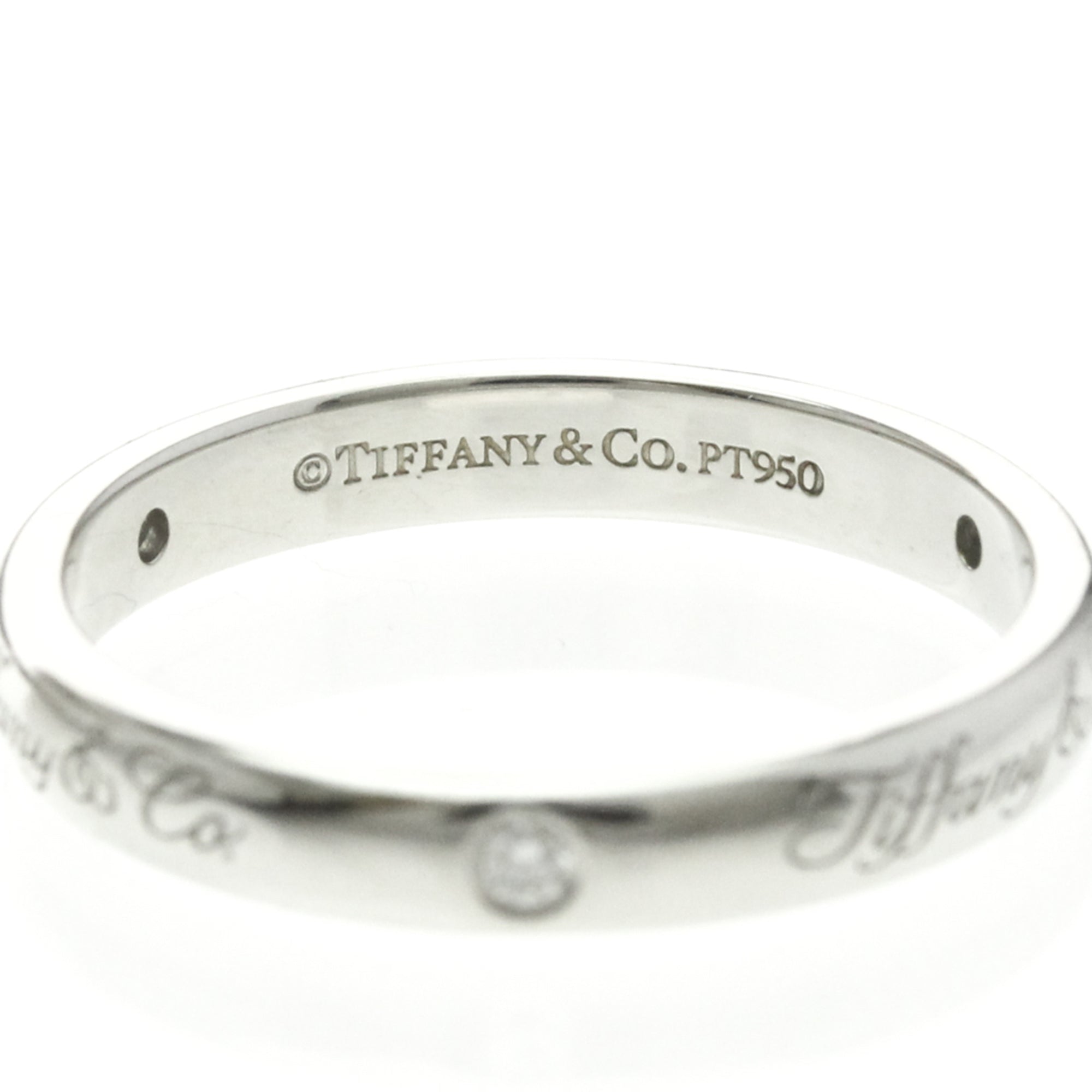 Tiffany & Co. Notes Wedding Band Platinum With Diamonds Silver Platinum Ring Jewelry (Pre-Owned)