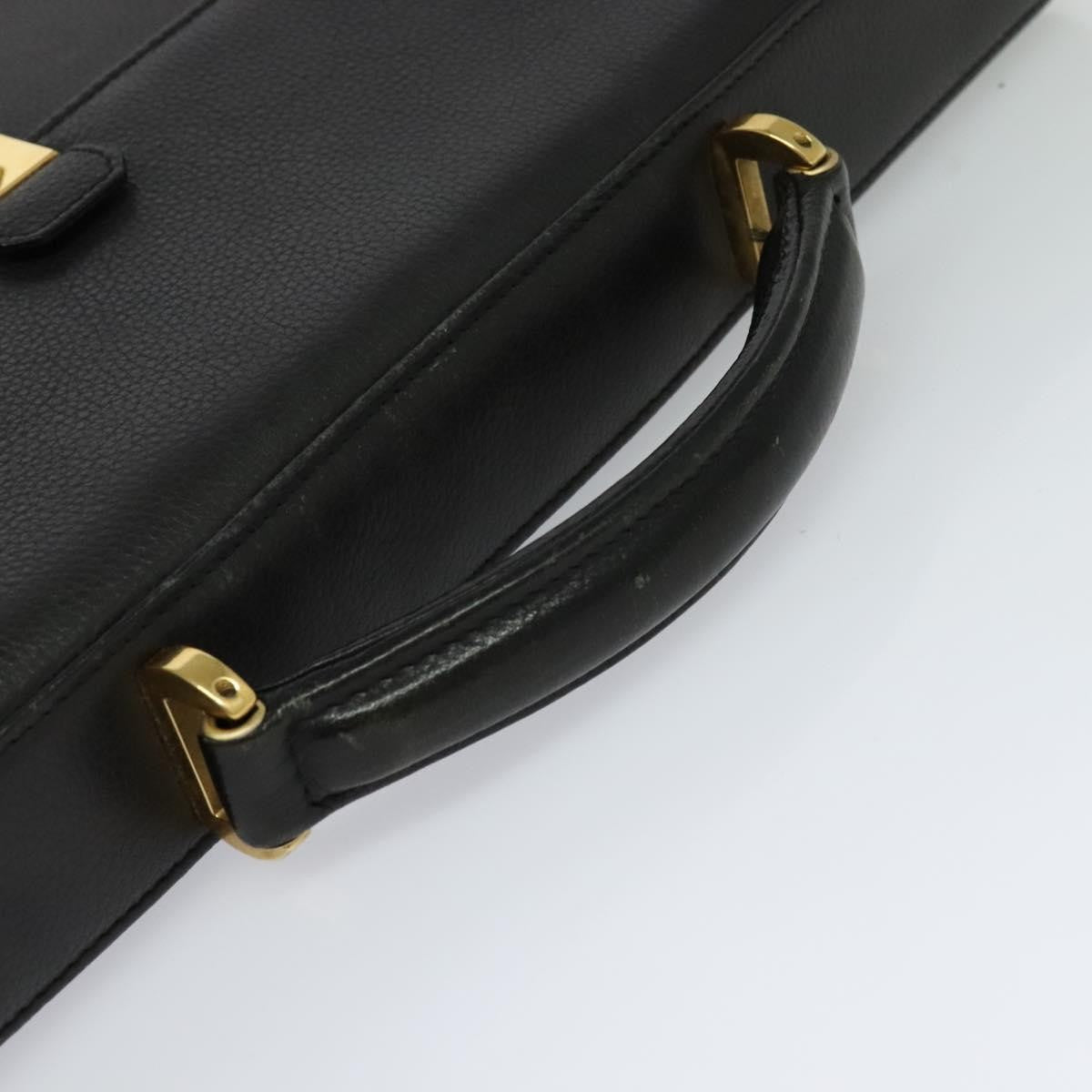 Versace Vintage Leather Black Leather Briefcase Bag (Pre-Owned)
