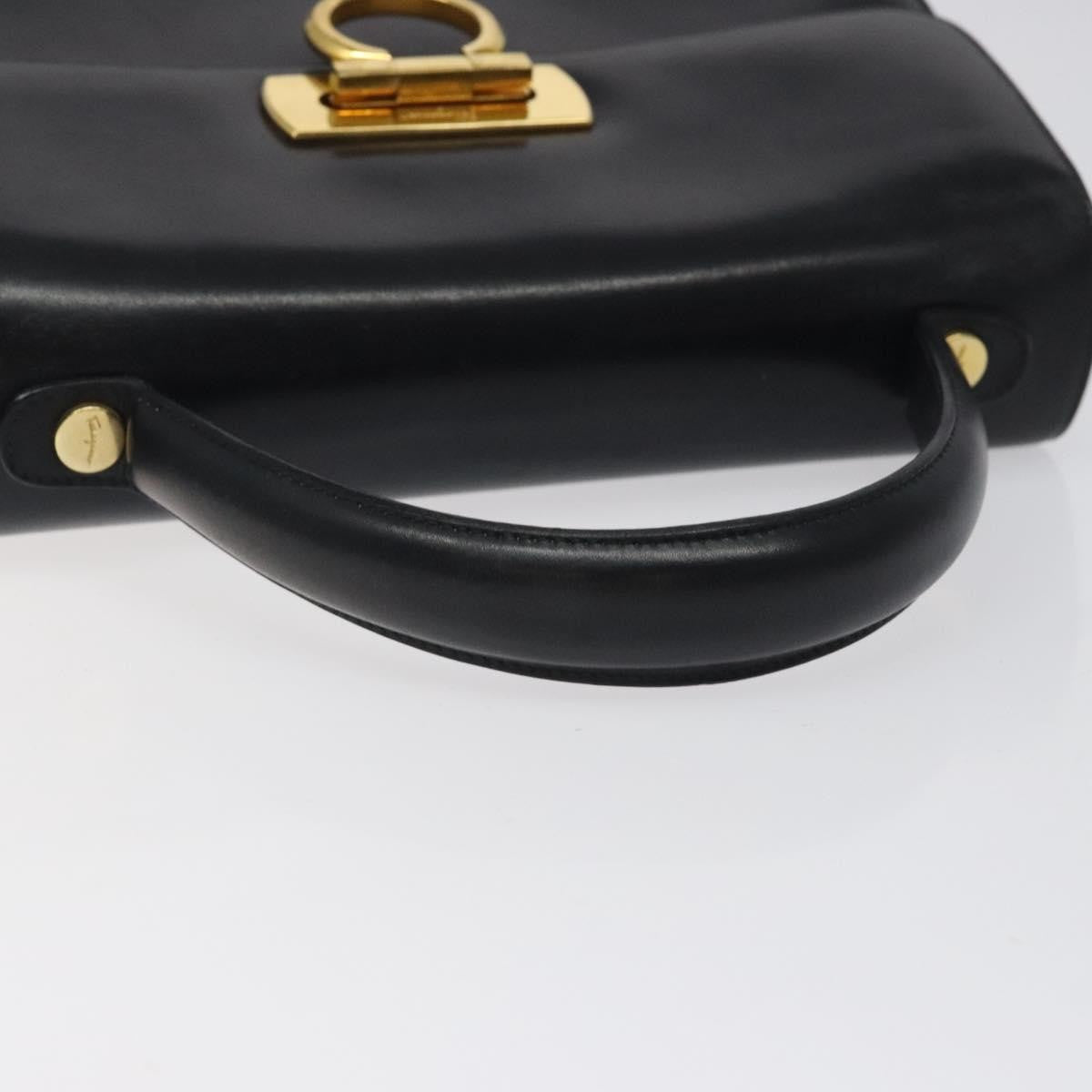 Salvatore Ferragamo Convertible Top Handle Leather Black Leather Handbag (Pre-Owned)