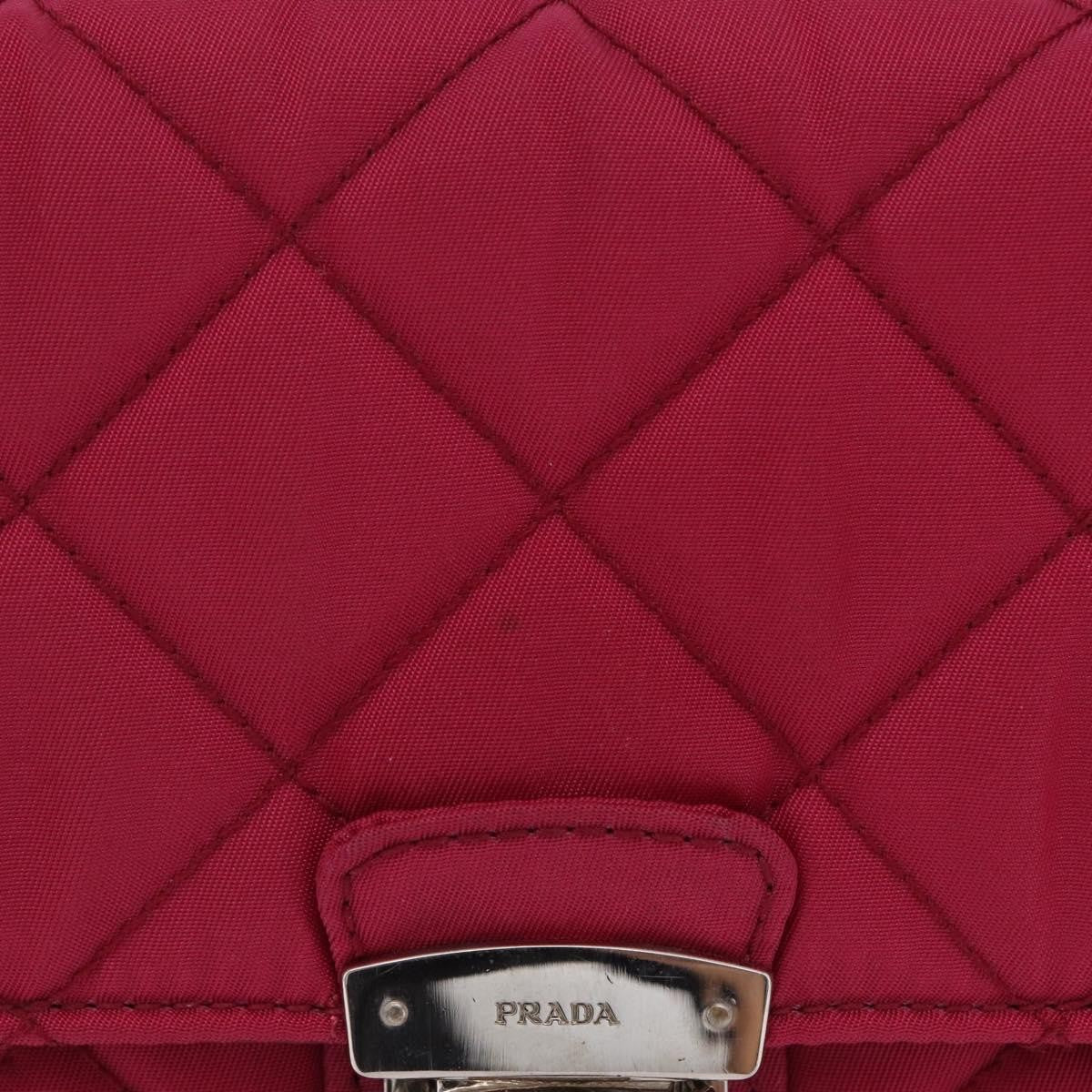 Prada Pushlock Chain Flap Quilted Tessuto Pink Nylon Handbag (Pre-Owned)