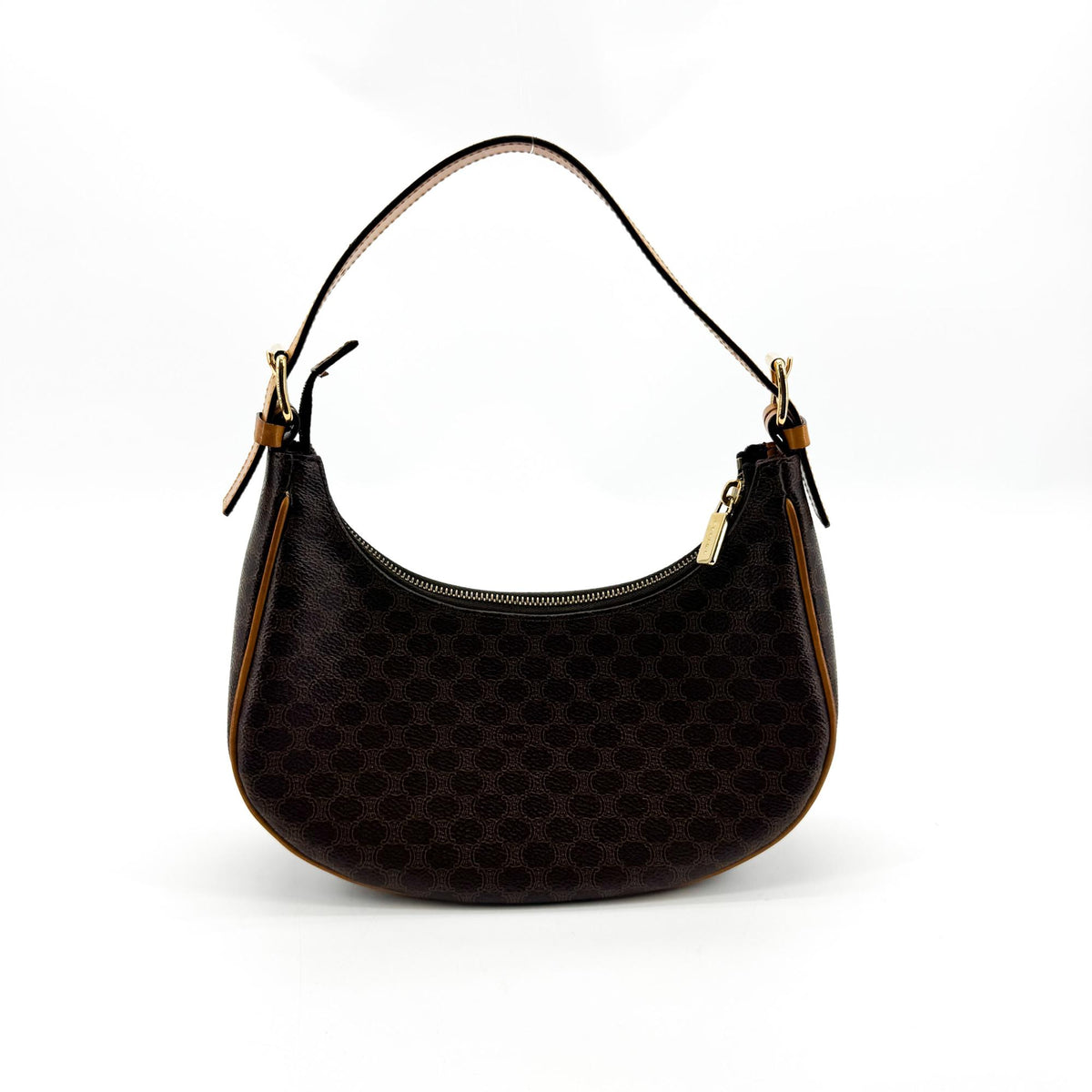 Celine Ava Triomphe Coated Canvas Black Canvas Handbag (Pre-Owned)