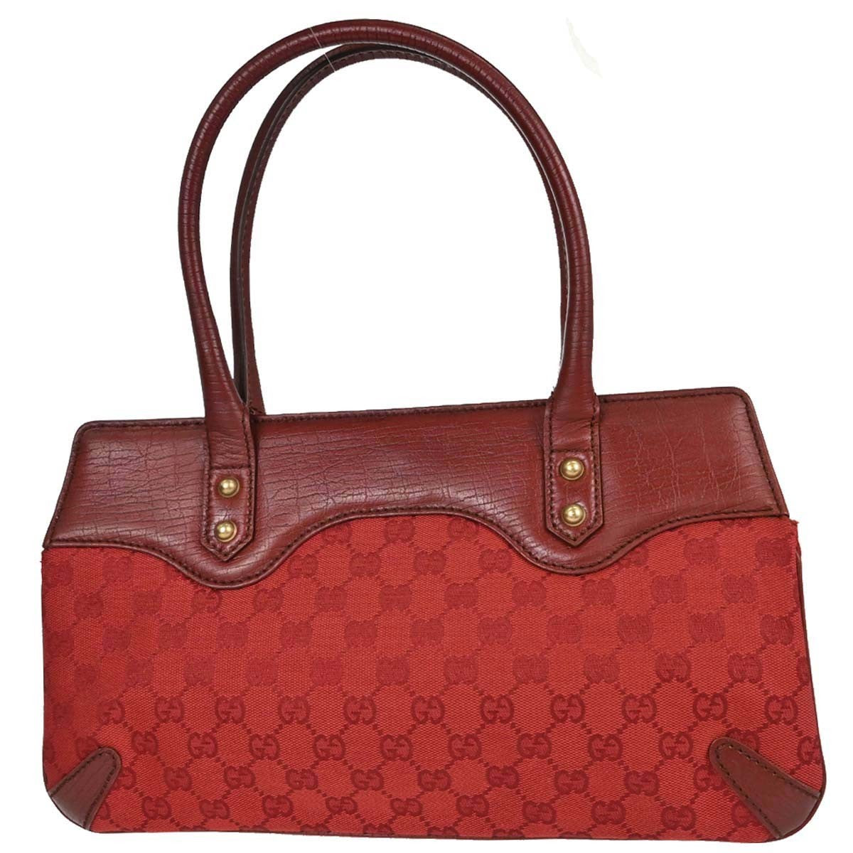 Gucci Horsebit Bracket Gg Canvas Red Canvas Tote Bag Bag (Pre-Owned)