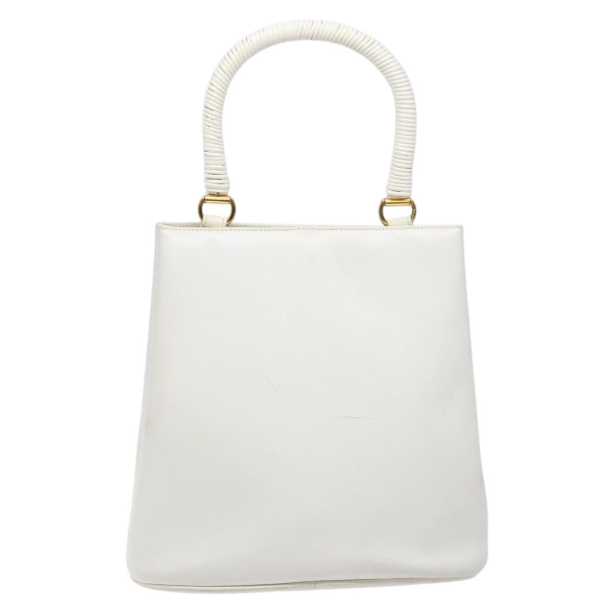 Salvatore Ferragamo Vintage Gancini Convertible Top Handle Leather White Leather Handbag (Pre-Owned)