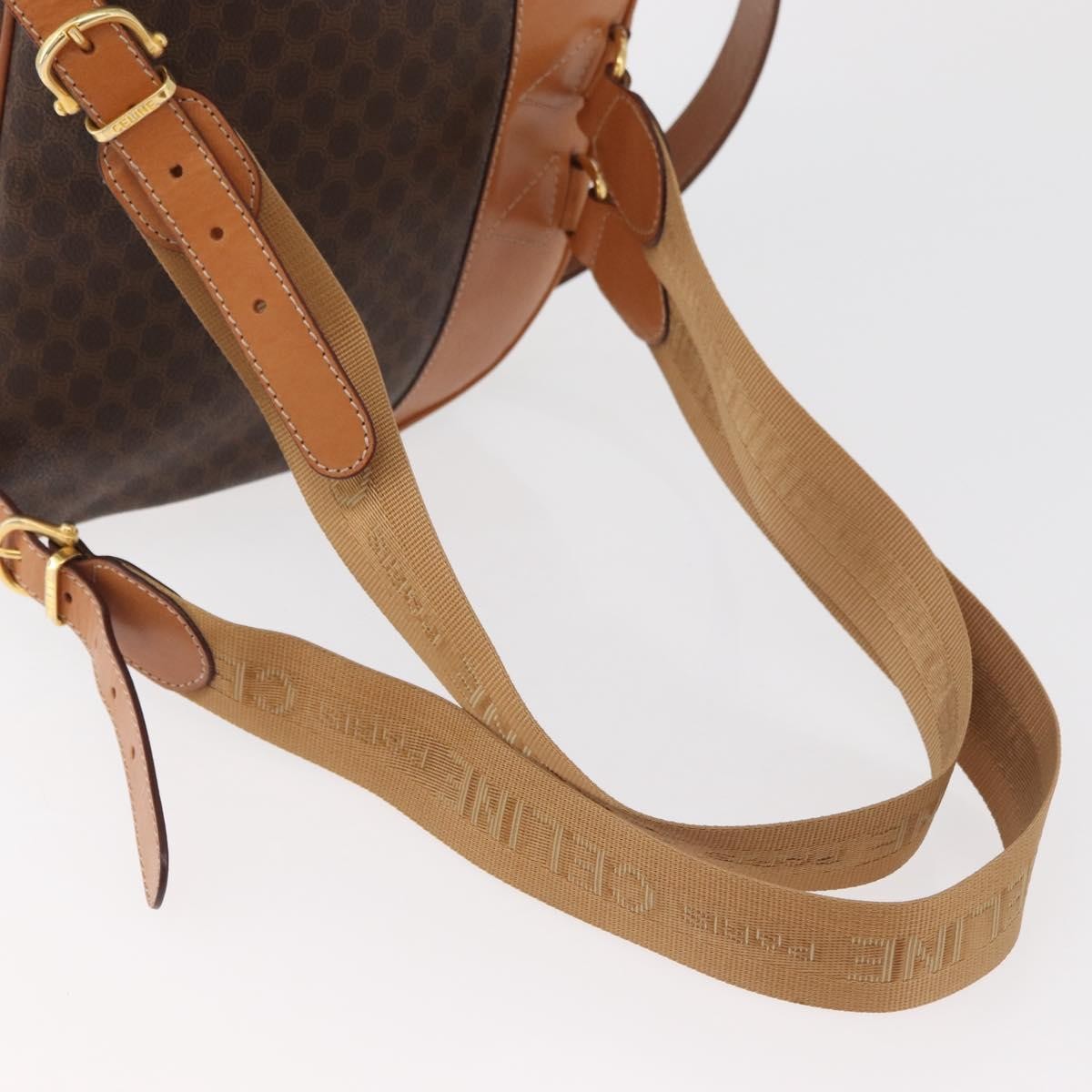 Celine Backpack Leather Brown Canvas Backpack Bag (Pre-Owned)