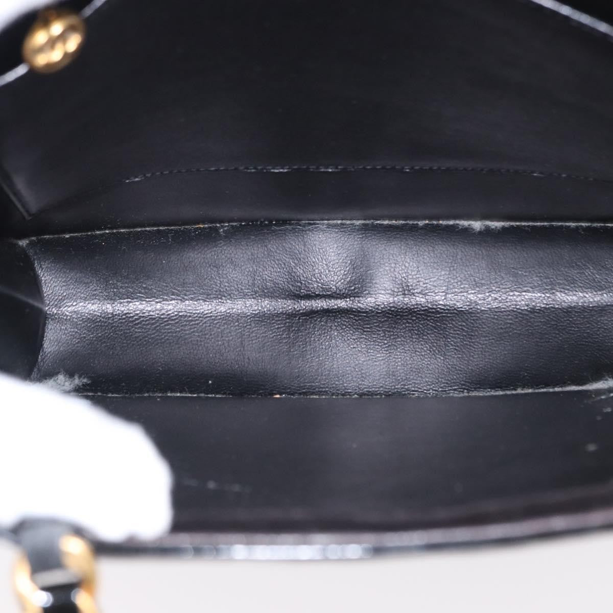 Chanel Chocolate Bar Tote Leather Black Patent_Leather Handbag (Pre-Owned)