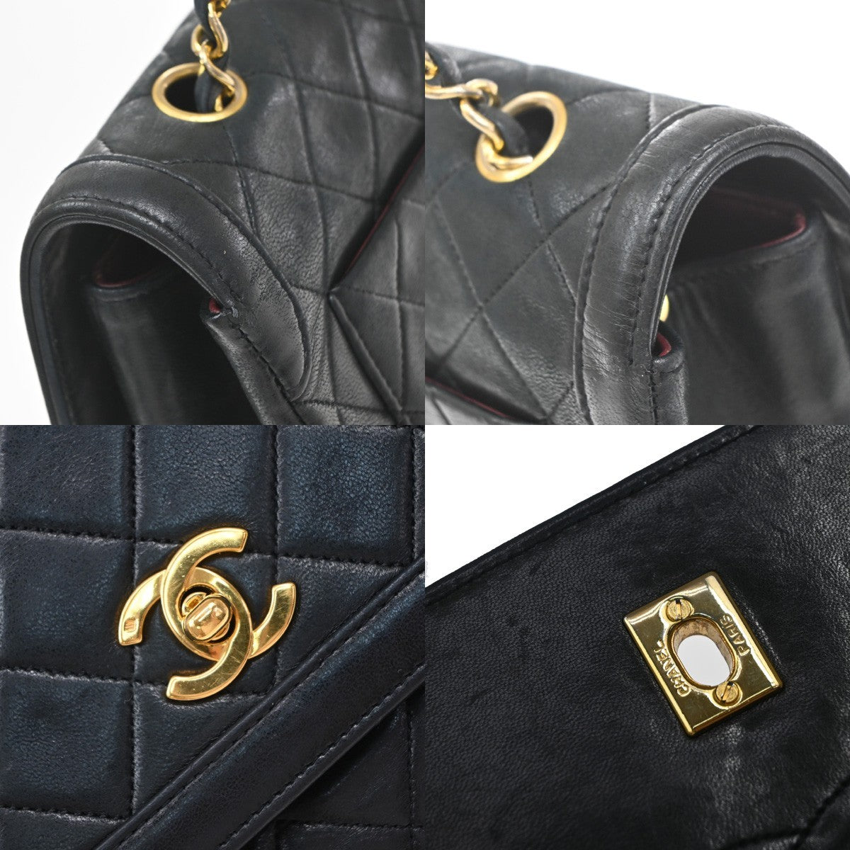 Chanel Chanel Matelassé Cuir Noir Black Leather Black Leather Shoulder Bag Bag (Pre-Owned)
