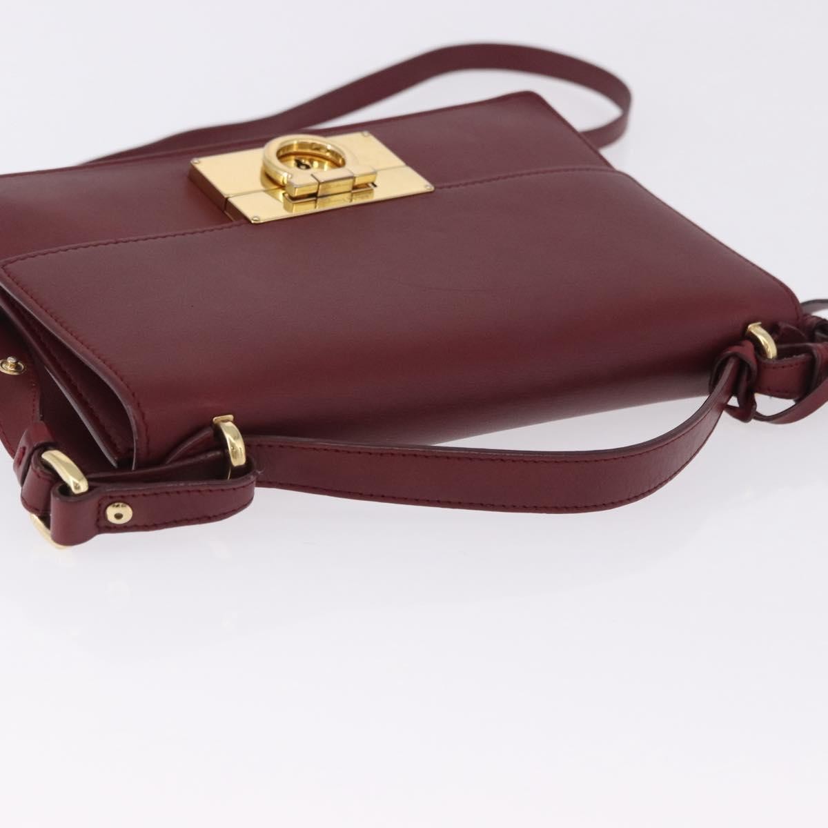 Salvatore Ferragamo Aileen Leather Burgundy Leather Shoulder Bag Bag (Pre-Owned)