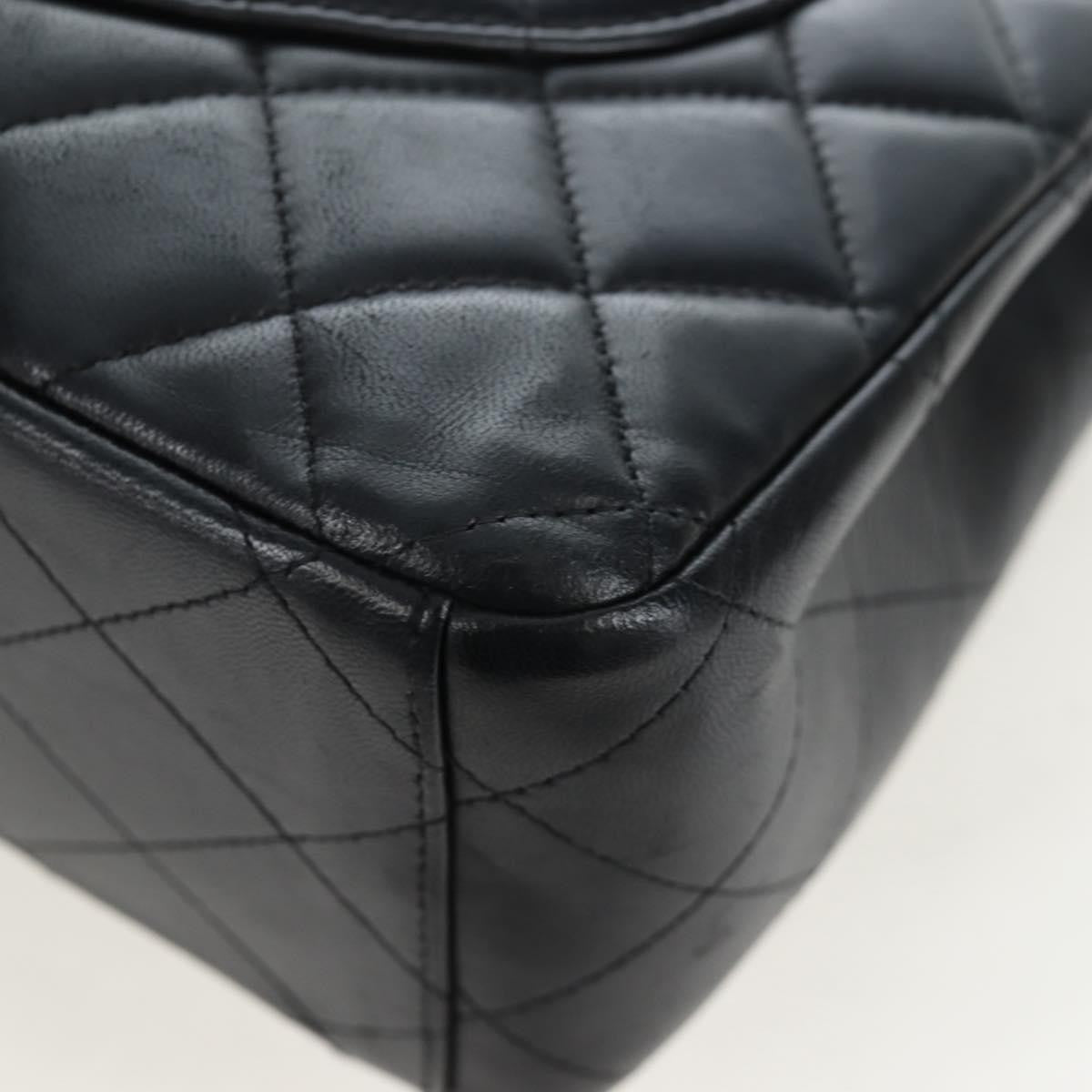 Chanel Classic Timeless Double Flap Quilted Caviar Black Leather Handbag (Pre-Owned)