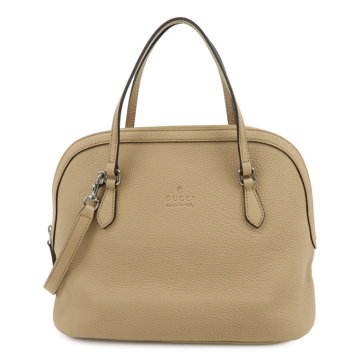 Gucci Lady Dollar Dome Satchel Leather Beige Leather Handbag (Pre-Owned)