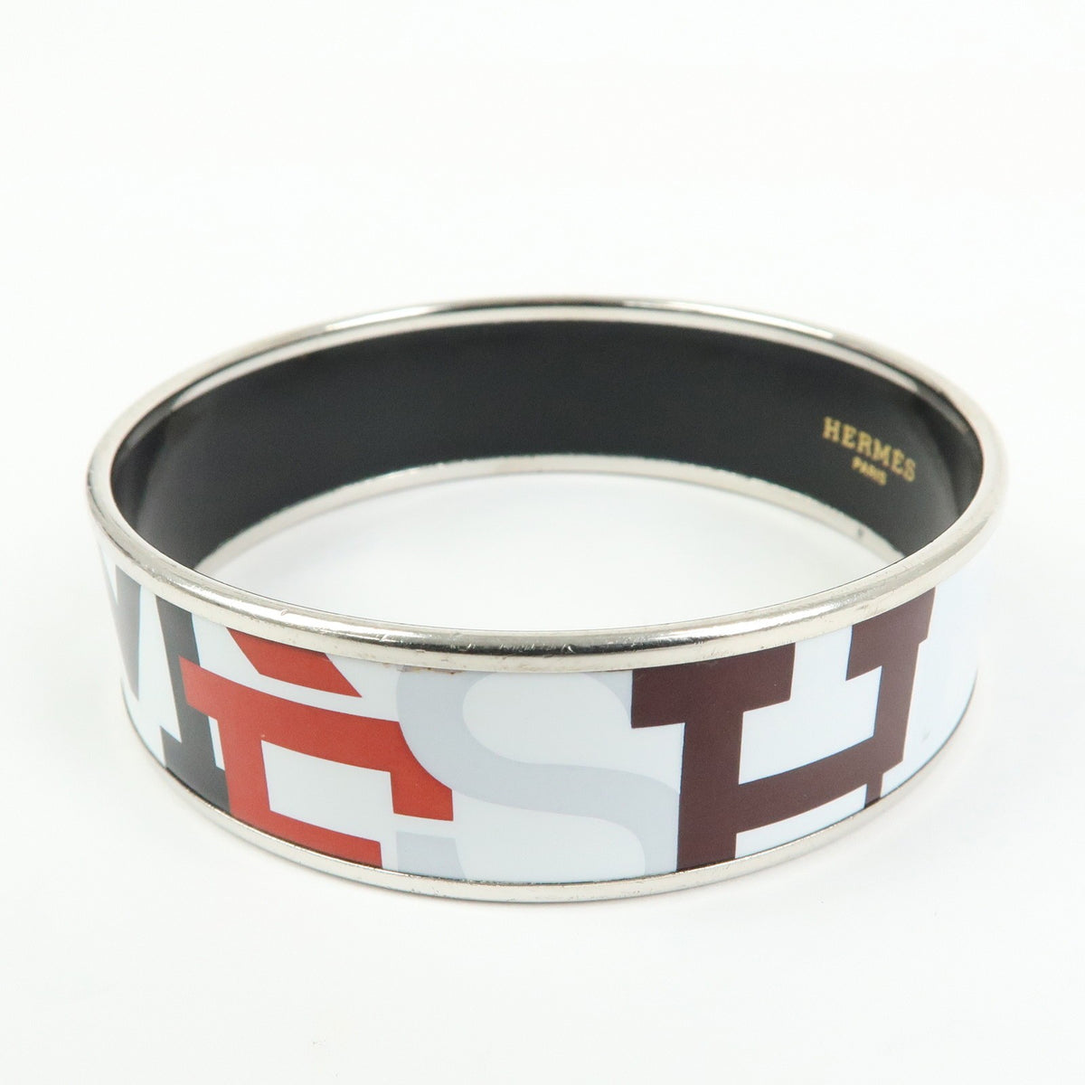 Hermes Bangle Printed Enamel Multicolour Metal Bracelet Jewelry (Pre-Owned)