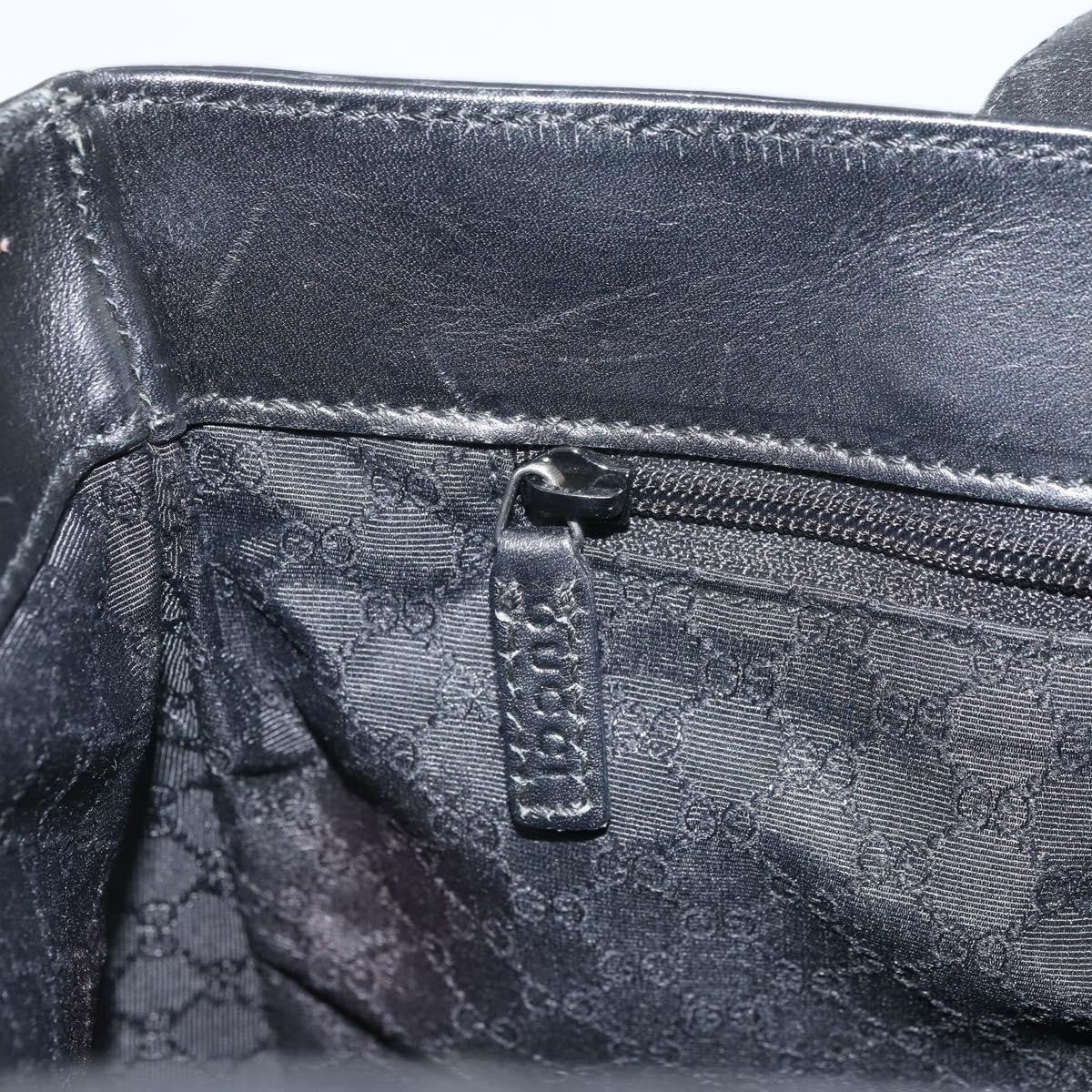 Gucci Vintage Web Tote Leather Black Leather Tote Bag Bag (Pre-Owned)