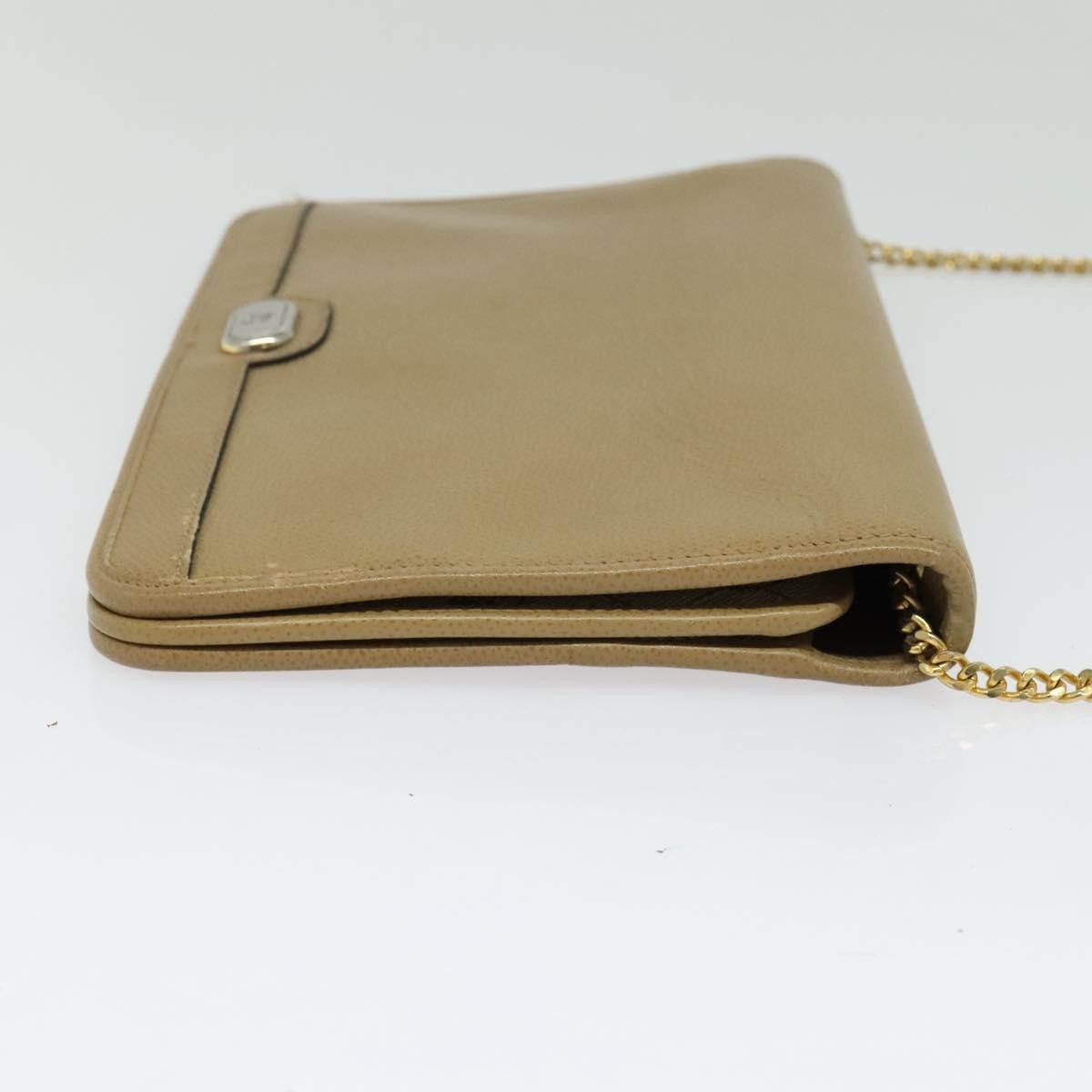 Christian Dior Vintage Chain Flap Leather Beige Leather Shoulder Bag Bag (Pre-Owned)