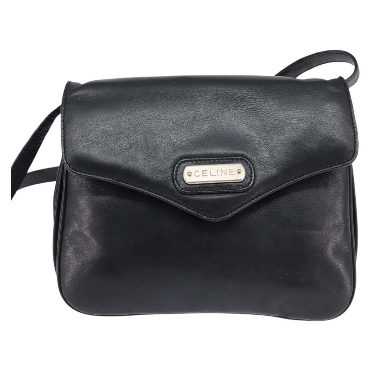 Celine Vintage Leather Black Leather Shoulder Bag Bag (Pre-Owned)