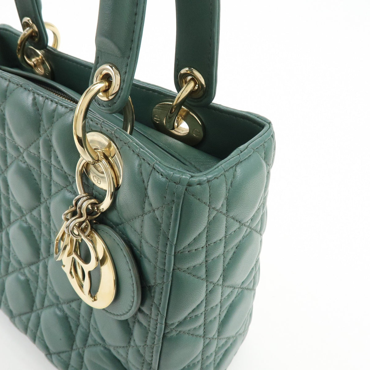 Christian Dior Lady Dior Green Leather Handbag (Pre-Owned)