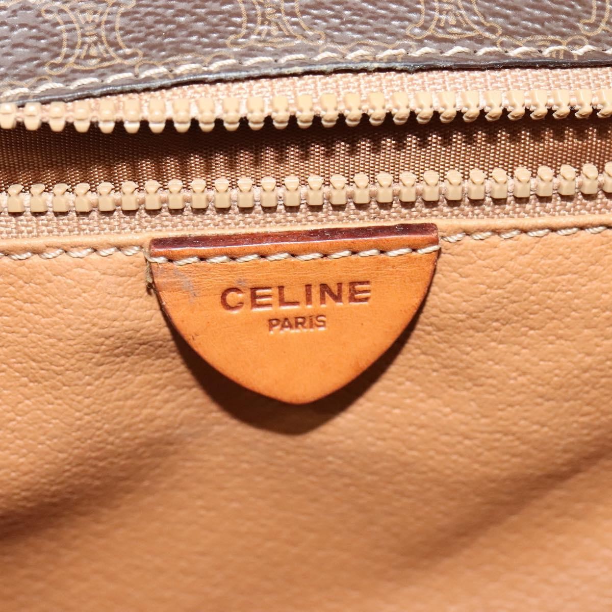 Celine Vintage Macadam Circle Logo Canvas And Leather Brown Canvas Shoulder Bag Bag (Pre-Owned)