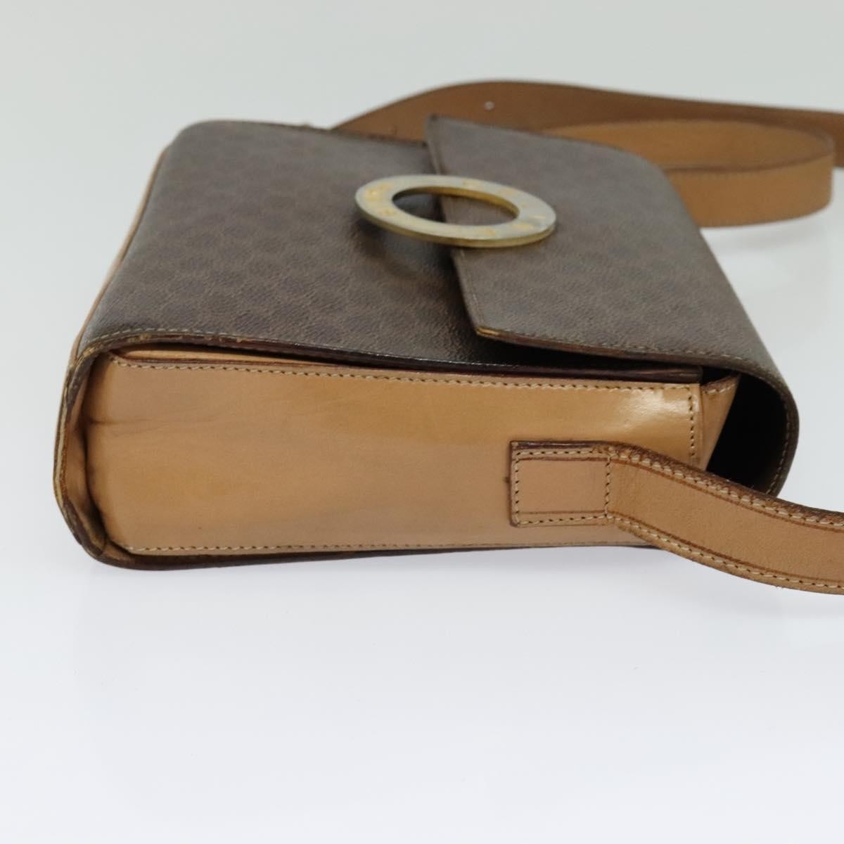 Celine Vintage Macadam Circle Logo Canvas And Leather Brown Canvas Shoulder Bag Bag (Pre-Owned)