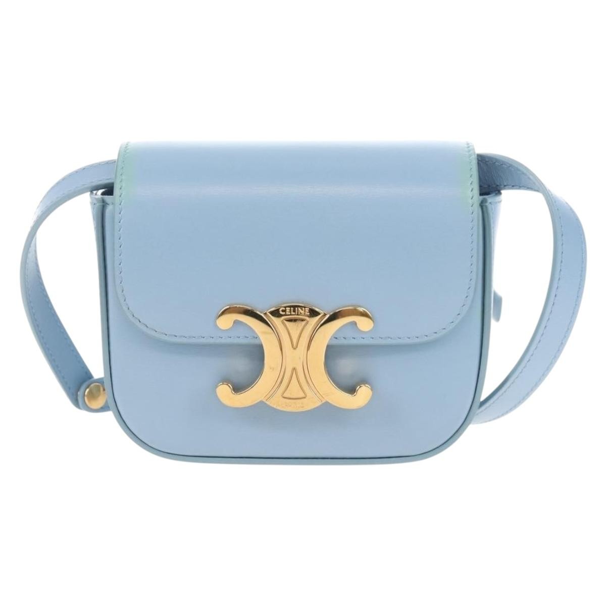 Celine Claude Leather Blue Leather Shoulder Bag Bag (Pre-Owned)