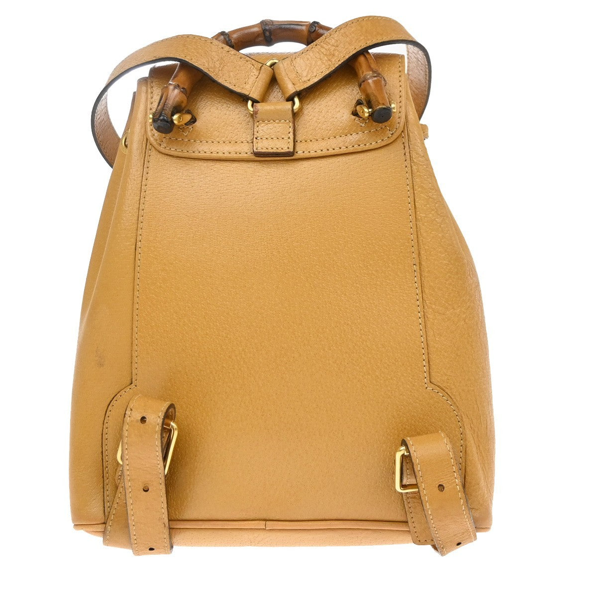 Gucci Vintage Bamboo Leather Yellow Leather Backpack Bag (Pre-Owned)