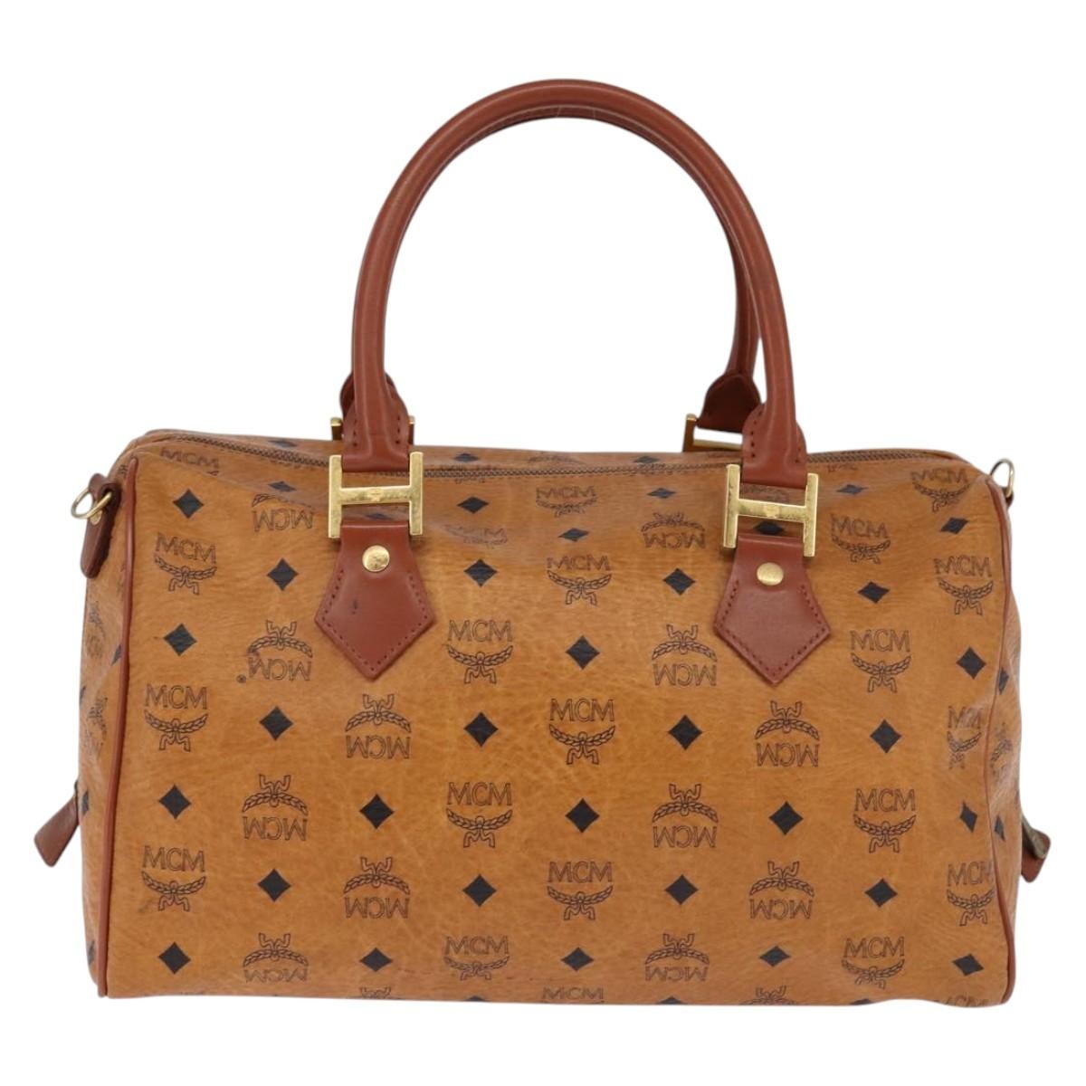 MCM Visetos Logogramme Leather Brown Leather Handbag (Pre-Owned)