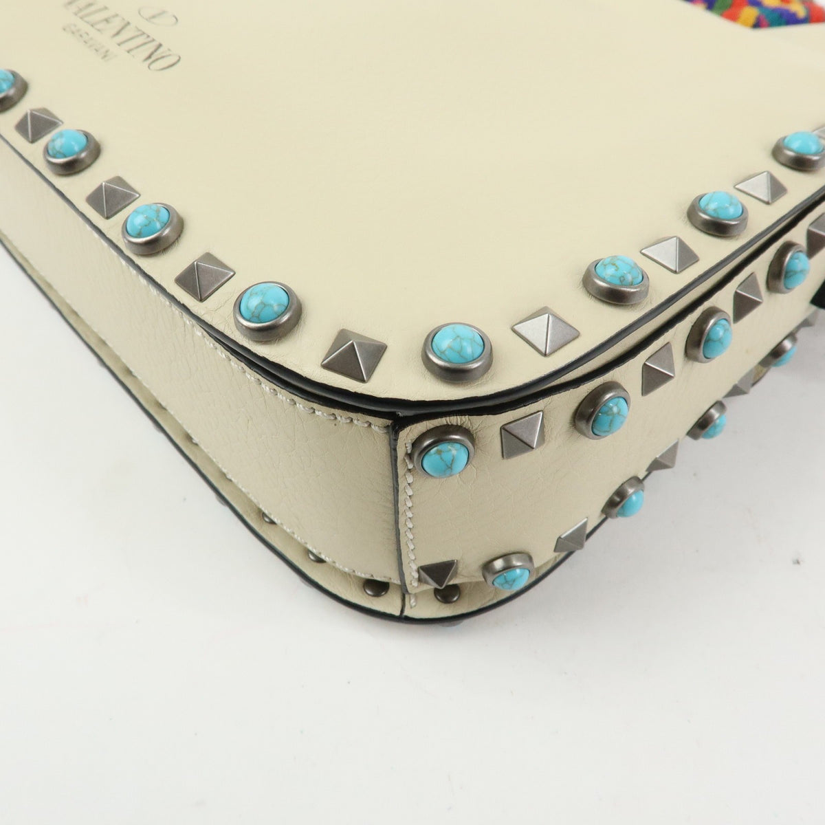 Valentino Garavani Rolling Rockstud Leather With Cabochons Multicolour Leather Crossbody Bag Bag (Pre-Owned)