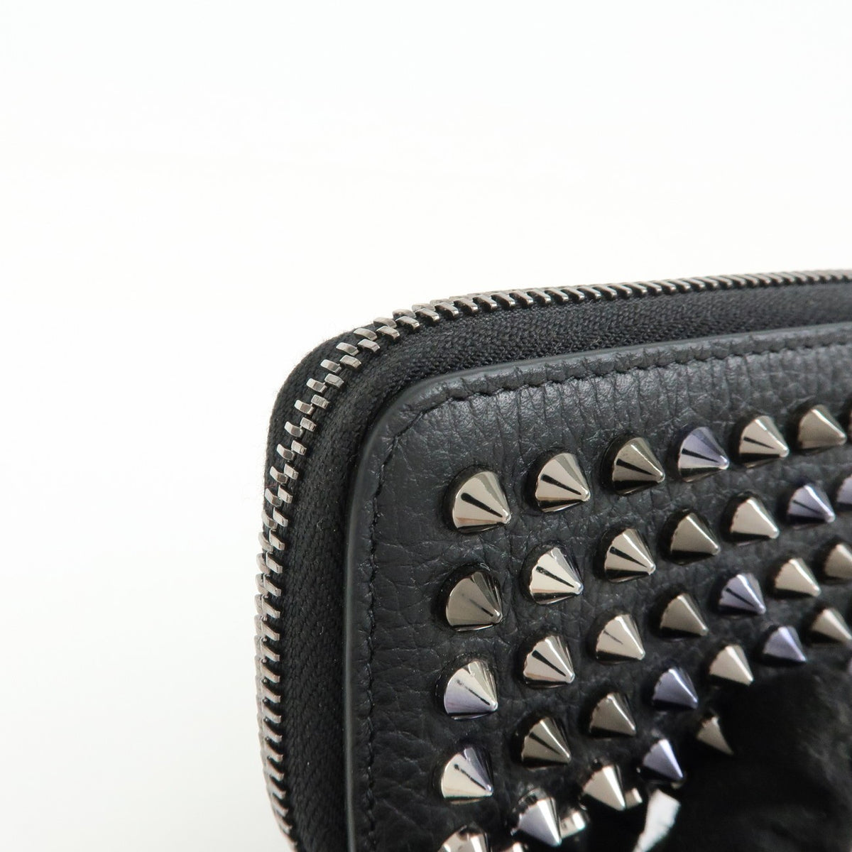 Christian Louboutin Panettone Coin Purse Spiked Leather Black Leather Wallets Accessory (Pre-Owned)