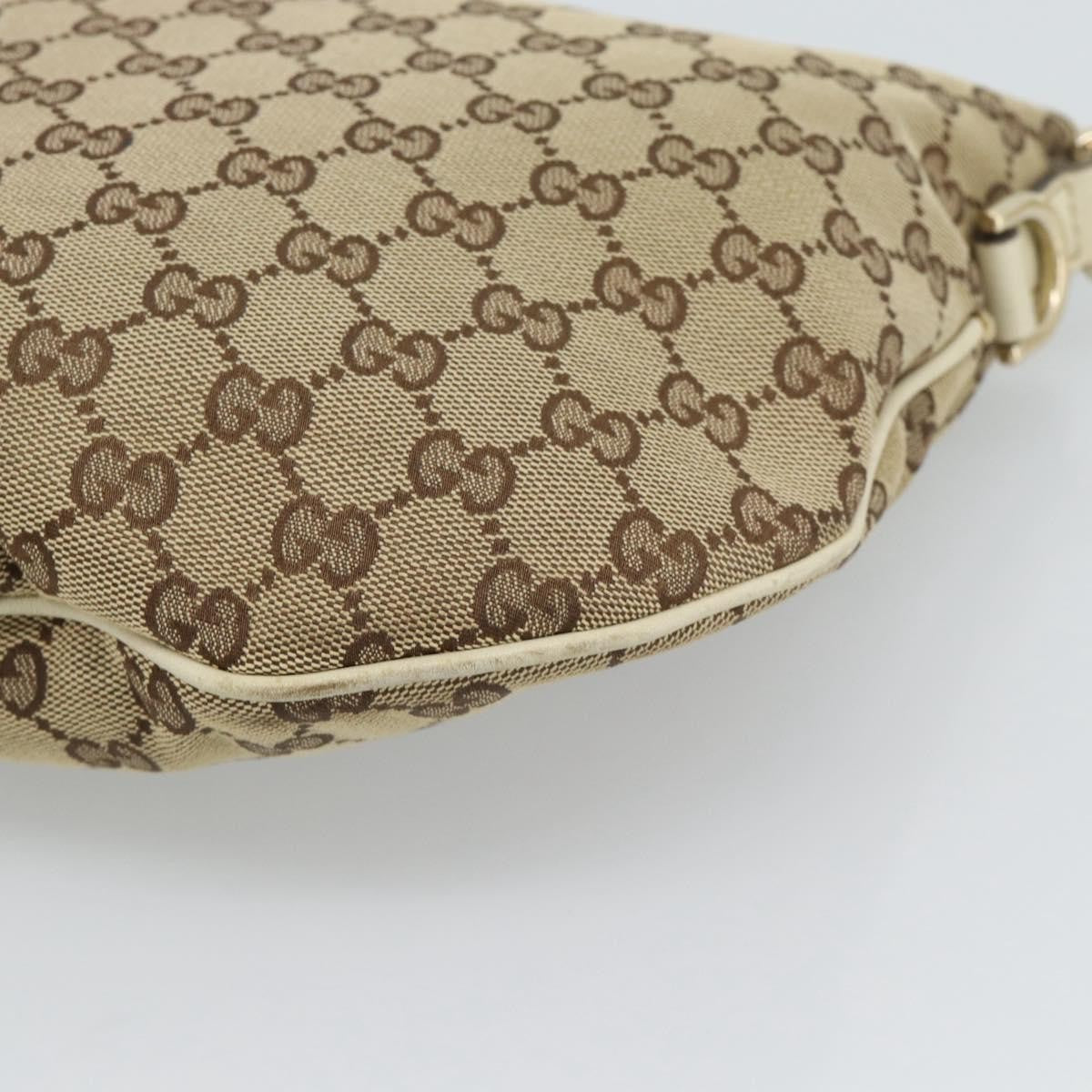 Gucci Britt Half Moon Hobo Gg Canvas And Leather Beige Canvas Shoulder Bag Bag (Pre-Owned)