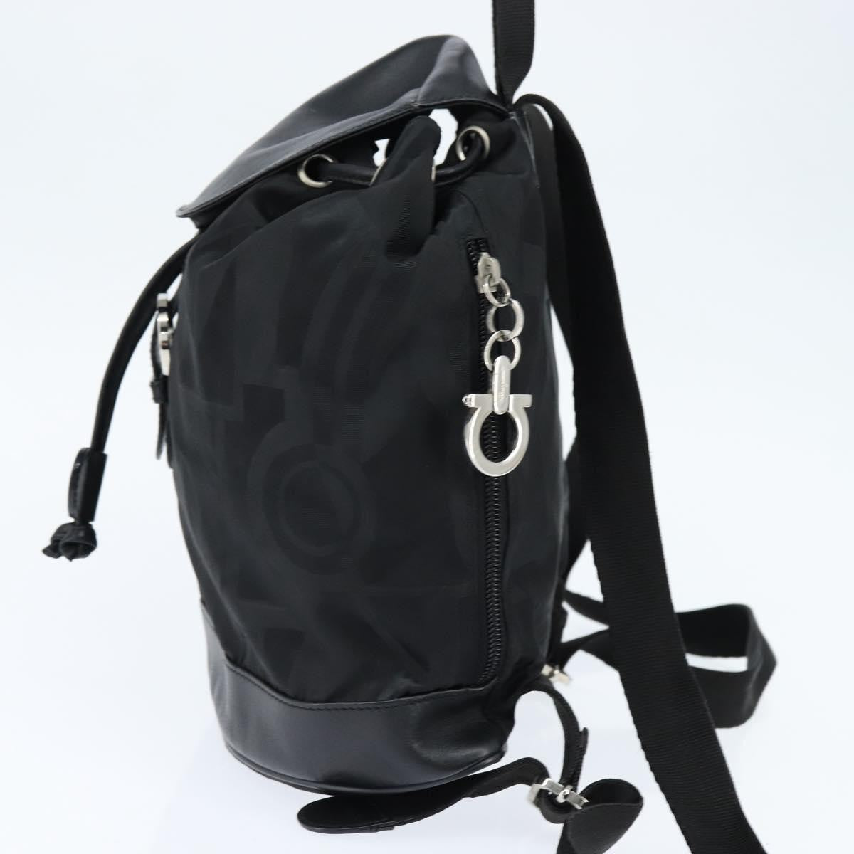 Salvatore Ferragamo Flap Buckle Printed Neoprene Black Nylon Backpack Bag (Pre-Owned)