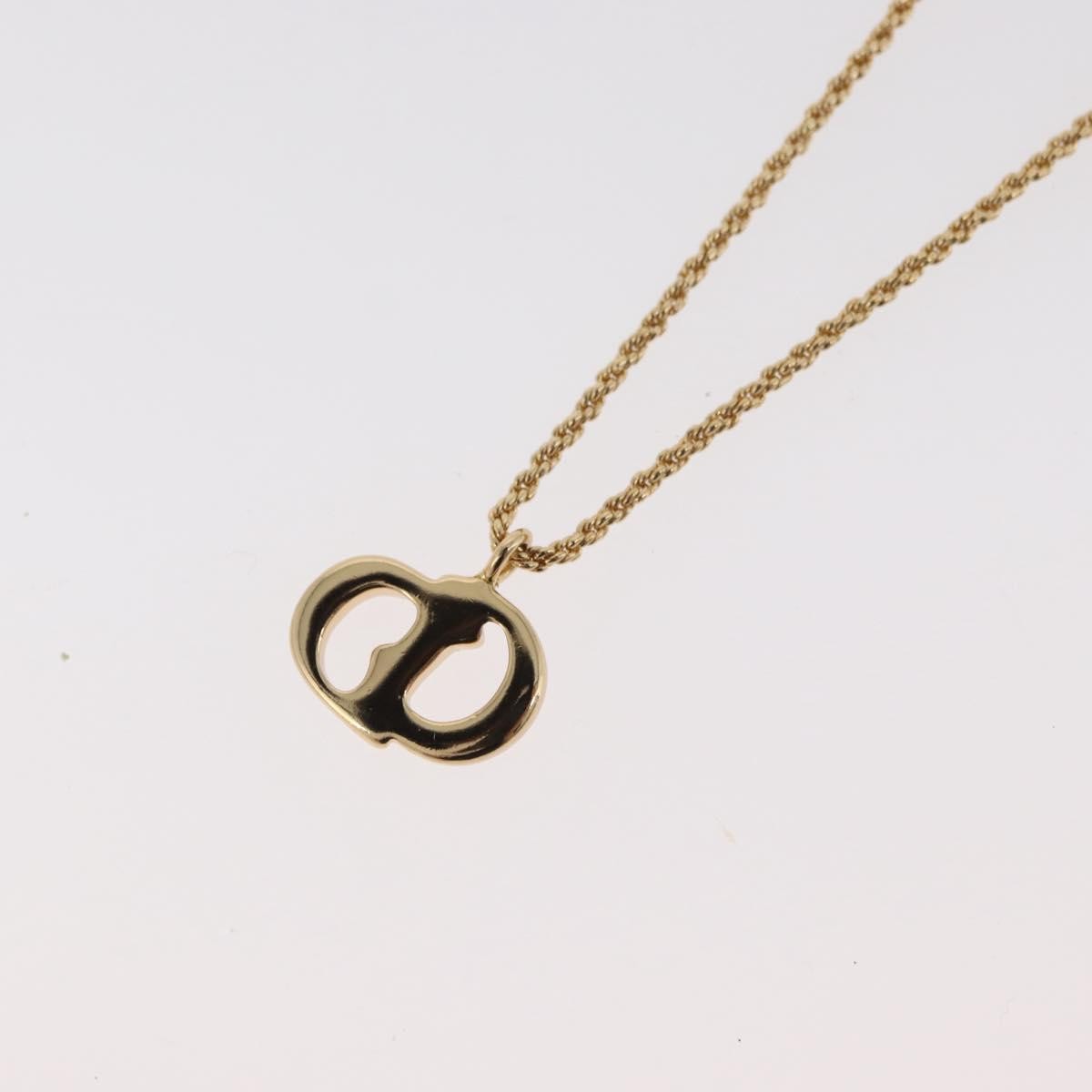Christian Dior Logo Pendant Metal Gold Metal Necklace Jewelry (Pre-Owned)