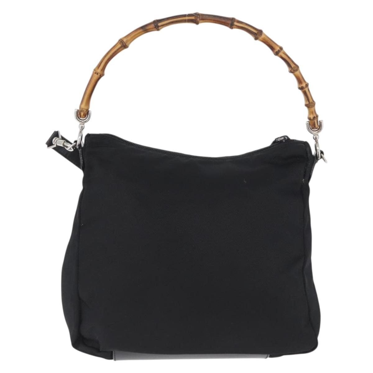 Gucci Vintage Bamboo Shoulder Nylon Black Nylon Shoulder Bag Bag (Pre-Owned)