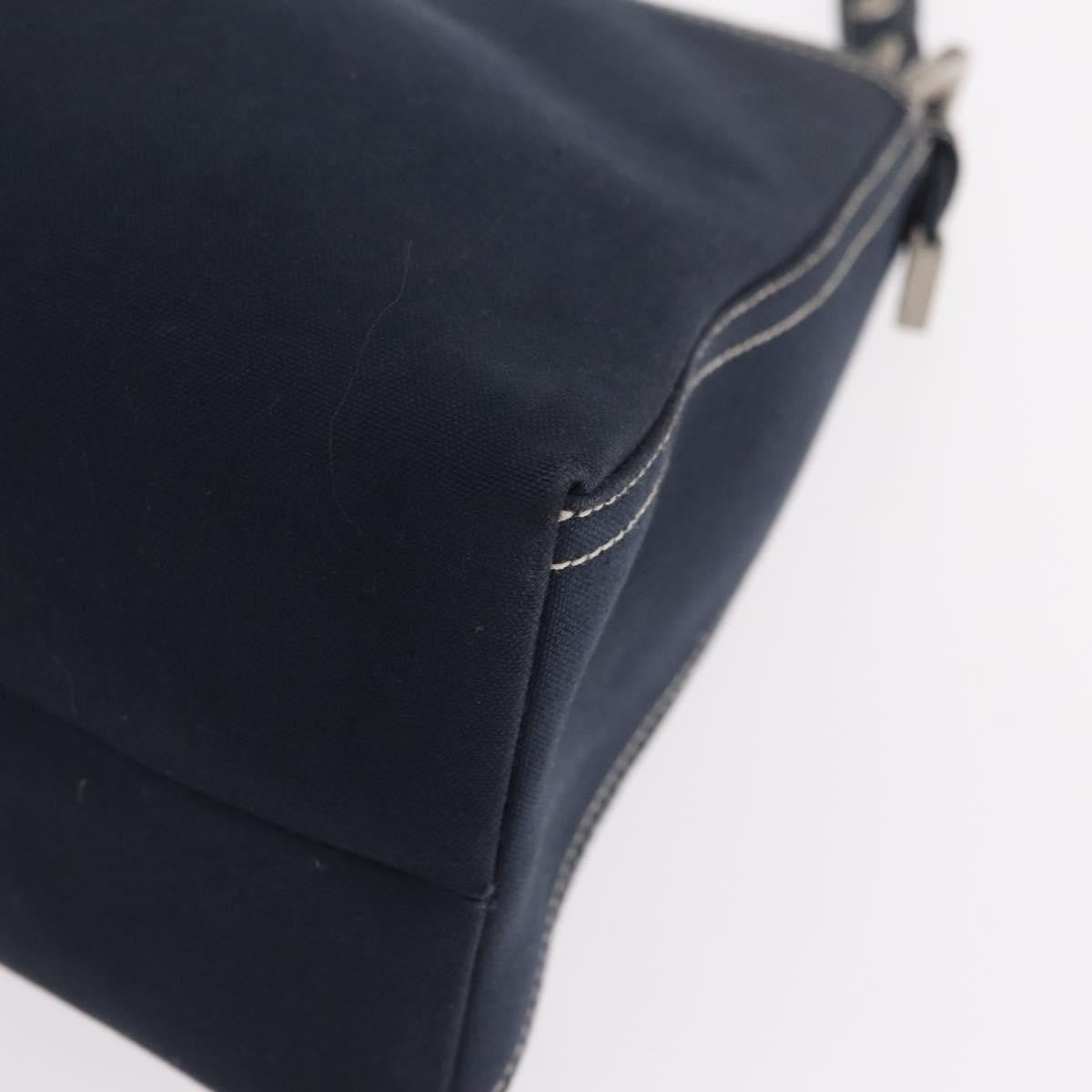 Fendi Baguette Canvas Navy Canvas Handbag (Pre-Owned)