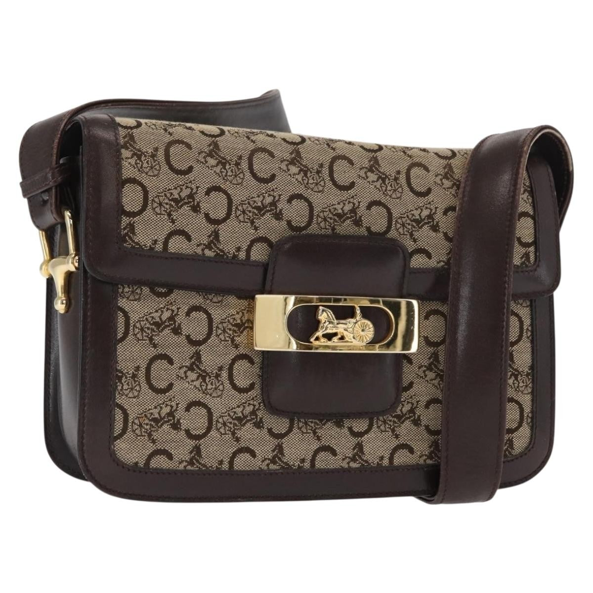Celine Vintage Horse Carriage C Macadam Canvas And Leather Beige Canvas Shoulder Bag Bag (Pre-Owned)