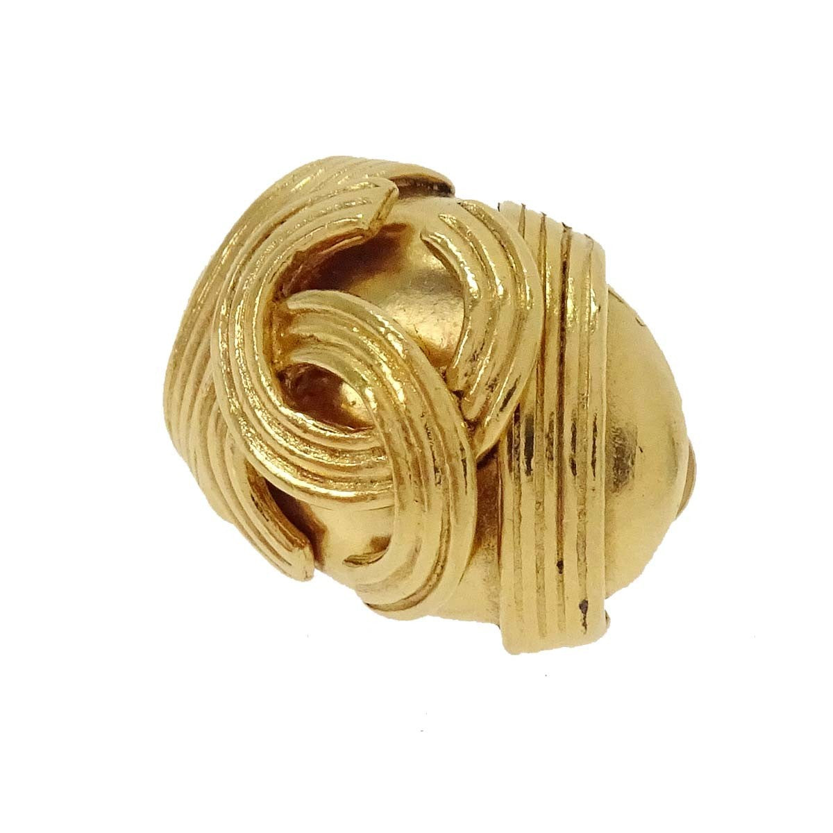 Chanel Vintage Cc Logo Oval Clip On Gold Plated Gold Gold_Plated Earrings Jewelry (Pre-Owned)