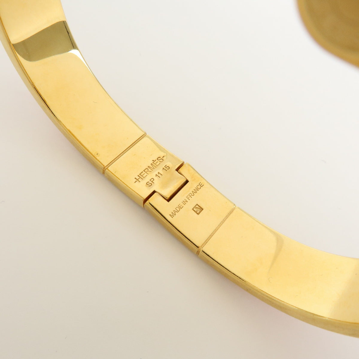Hermes Charniere Uni Hinged Metal And Enamel Gold Metal Bracelet Jewelry (Pre-Owned)